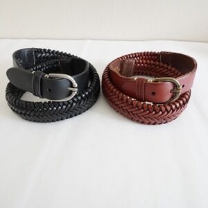Ariat Braided Leather Belts Lot of 2 Black Brown Mens Small Dress Casual Classic